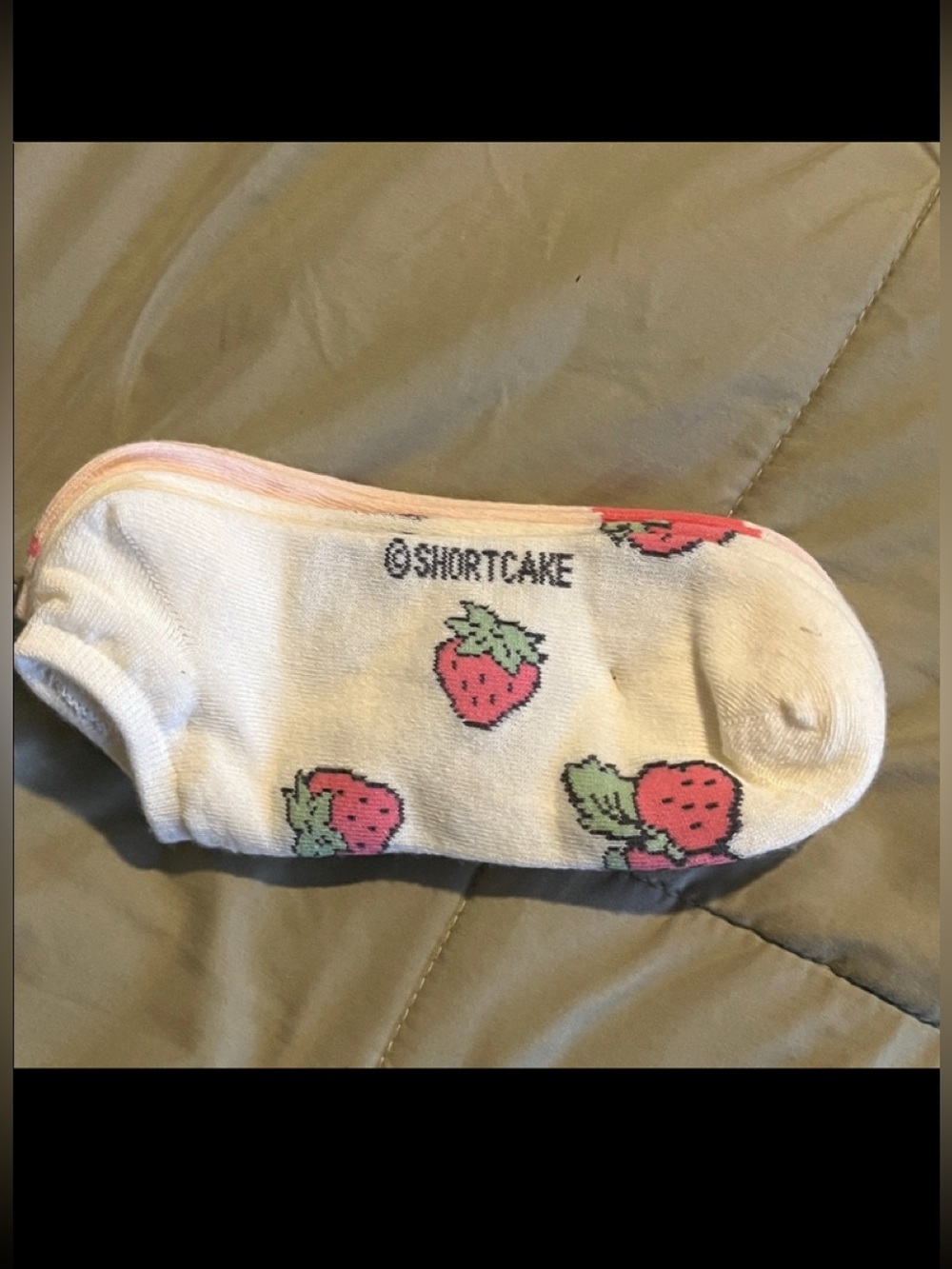 Adult Strawberry Print Ankle Socks 2 Pair
